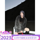 付智恩芦苇花 芬兰进口狐狸毛典雅轻盈年轻感圆领皮草外套女 深灰绿 M