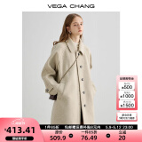 VEGA CHANG毛呢大衣女2024年冬新款大衣小个子高级感赫本风外套 燕麦色 S