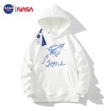 NASA GISS官方潮牌联名美式复古连帽卫衣男秋季ins长袖套头上衣 白色 XL 
