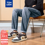 唐狮（TonLion）春夏新款牛仔长裤男港风潮牌宽松休闲直筒裤 中牛仔蓝/无绒款/A款 31