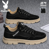 花花公子（PLAYBOY）男鞋2025夏季时尚休闲鞋男士厚底鞋子男韩版运动马丁靴 黑色 42