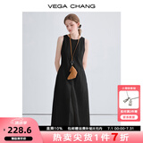 VEGA CHANG无袖连衣裙女2025夏季新款简约时尚高级感气质背心长裙子 沉静黑 S