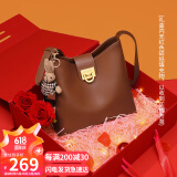 viney牛皮包包女包品牌水桶包轻奢单肩斜挎包生日礼物高级感送女友老婆