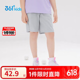 361°儿童短裤夏季男女童3-12岁透气运动裤梭织五分裤 灰 140