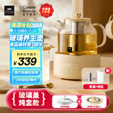 World Kitchen康宁全玻璃养生壶恒温壶煮茶器1L办公室家用花茶壶烧水壶电热水壶（升级茶漏炖盅款+全玻璃盖）