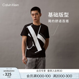 Calvin Klein Jeans夏季男女情侣中性ck纯棉醒目大字母印花圆领短袖T恤J318471 BEH-黑色 S （推荐120-135斤）