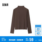 森马（Semir）长袖T恤女半高领吸湿发热抗菌2024冬紧身抓绒打底衫109724101001