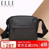 ELLE HOMME男士单肩包 潮流轻便帆布斜挎包 防泼水休闲手机包男包08332灰色生日礼物送男友