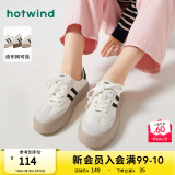 热风（Hotwind）商场同款经典复古德训鞋通勤百搭女鞋运动透气舒适板鞋小白鞋 88米黑 (布面H14W3315) 36 (230mm)
