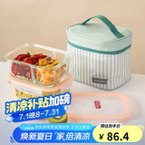 乐扣乐扣（LOCK&LOCK）耐热玻璃保鲜盒微波炉饭盒上班学生便当盒分隔餐盒配便当包两件套