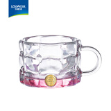 乐唯诗（NERVISHI）玻璃杯高颜值水杯透明玻璃牛奶杯带把ins风奶茶杯早餐杯茶杯 面包杯【粉色】360ml*1