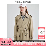 VEGA CHANG风衣外套女2025年春秋新款中长款高级感纯色大衣 摩卡棕 L