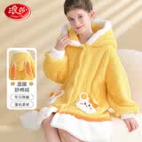 浪莎【舒棉绒】儿童睡衣女童睡裙秋冬季加厚保暖中大童宝宝家居服睡袍