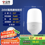 公牛（BULL）LED灯泡高亮柱形灯厂房车间商超食堂 24W球泡白光6500KE27螺口
