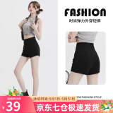 萝美酱辣妹热裤女夏季打底弹力超短裤春秋小个子外穿高腰紧身弹力防走光 黑色 L 【建议110-120斤】