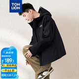 唐狮（TonLion）2024男宽松连帽夹克外套 黑色 L