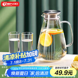 天喜玻璃杯耐热冷水壶套装水杯套装5件套节日礼物2.2L透明款+4杯