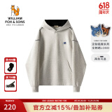 William fox&sons新复古回潮空气层科技弹力面料散边工艺破缝设计狐狸蓝标套头卫衣 灰色 M/48