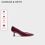 CHARLES&KEITH简约通勤尖头高跟鞋单鞋婚鞋女鞋子女生日礼物女CK1-60361352 Red红色 36