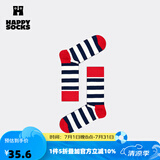Happy Socks春夏款袜子女男袜多巴胺户外运动波点黑色棉袜中筒袜 白色条纹 1双 M 36-40