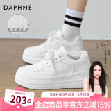 达芙妮官方小白鞋女2025年春秋爆款女鞋透气百搭运动休闲女鞋厚底板鞋女 白色【四季款 跟高5.5cm】 37