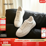 NINE WEST/玖熙厚底小白鞋女2025新款增高女鞋百搭低帮女士运动休闲鞋板鞋 白色 37