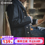 马登工装 新复古回潮水洗丹宁夹克阿美咔叽养牛猎装牛仔翻领外套男春 牛仔蓝 2XL