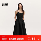 森马连衣裙女显瘦V领吊带裙年收腰裙子礼服简约长裙107424114025