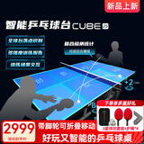 庞伯特（pongbot）乒乓球桌 家用可折叠成人乒乓球台室内带轮含网架 可折叠 带滚轮 CUBE智能球台25蓝