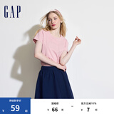 Gap女装夏季纯棉镂空字母印花logo短袖T恤宽松上衣546498 粉色 160/80A(S)亚洲尺码