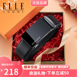 ELLE HOMME法国品牌皮带男自动扣真皮腰带纯牛皮男士裤带生日礼物送男友老公 橙色礼盒/902195质感镜面 115cm -130随机发（可修剪）