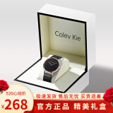 Colevkie女士手表女生情侣手表一对情侣款2025新款石英男表520母亲节礼物 玫壳黑面黑网带-男款