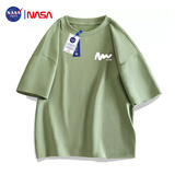 NASA GISS官方潮牌t恤男夏季宽松休闲圆领百搭印花五分短袖 蜜瓜绿 L