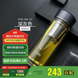 膳魔师（THERMOS）双层玻璃杯400毫升男女士茶水分离水杯泡茶杯带茶漏TCGE-400D GY