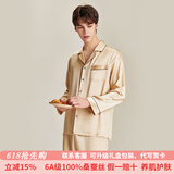 珊目尔（SMR）【重磅可外穿】真丝睡衣男女长袖两件套情侣款6A级100%桑蚕丝套装 香槟色【男款19姆米重磅】 XL