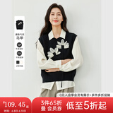 梵希蔓黑色休闲文艺风针织衫女2025年春季新款百搭设计感马甲背心 16255 黑色 XL