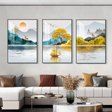莫小邪北欧客厅装饰画三联沙发背景墙挂画现代简约大气餐厅壁画卧室墙画 福鹿到家 30*40cm水晶膜三联画 黑边
