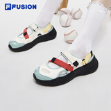 斐乐（FILA）FUSION斐乐玛丽珍凉鞋女鞋新款凉拖魔术贴海螺沙滩鞋 雪白/港灰绿-SH 37.5