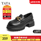 他她（TATA）高跟乐福鞋女厚底小皮鞋英伦风单鞋春GOK02AA4 黑色 39
