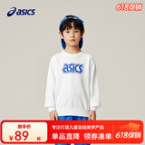 asics亚瑟士童装男女儿童中大童圆领印花休闲卫衣LOGO款 00白色 150 cm