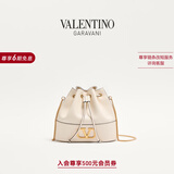 华伦天奴VALENTINO女士 VLOGO SIGNATURE 羊皮革迷你水桶包 浅象牙白色 均码