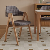 家逸实木餐椅家用书房椅子 休闲椅办公椅会议培训椅咖啡椅 原木色