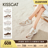 KISSCAT接吻猫舒适女鞋德训鞋白鹿同款曲奇24年秋冬厚底休闲阿甘鞋女 燕麦曲奇色 （赵昭仪同款） 34