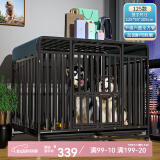 憨憨宠 狗笼 狗笼子中大型犬小型犬带厕所加粗加固金毛拉布拉多方管笼子 升级六面全方管125*95*105cm