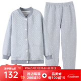 秋鹿秋冬季空气棉睡衣女士纯棉加厚夹层保暖夹棉家居服休闲可外穿 浅蓝 XL /身高165-170体重115-130
