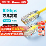 PANDUIT 泛达超六类细网线CAT6A类跳线家用电脑宽带POE监控万兆高速成品线 典雅黄 3米