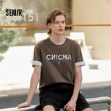 森马【短袖合辑】短袖T恤男夏季男女同款休闲风上衣t恤百搭简约款 E款-咖啡A51207 L