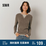 森马（Semir）森马毛衣女短款假两件含羊毛针织衫24冬新款保暖内搭109724107015