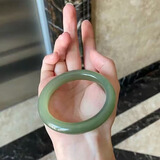 百年老鳳祥和田玉手镯湖水绿晴水玉镯少女手镯老人翡翠色玉镯 湖水绿57-58适合体重100-115斤