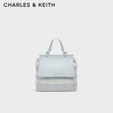 CHARLES&KEITH时尚拼色编织双肩背包女生日礼物CK11-60782356 Sea Salt Blue海盐蓝/米色 R